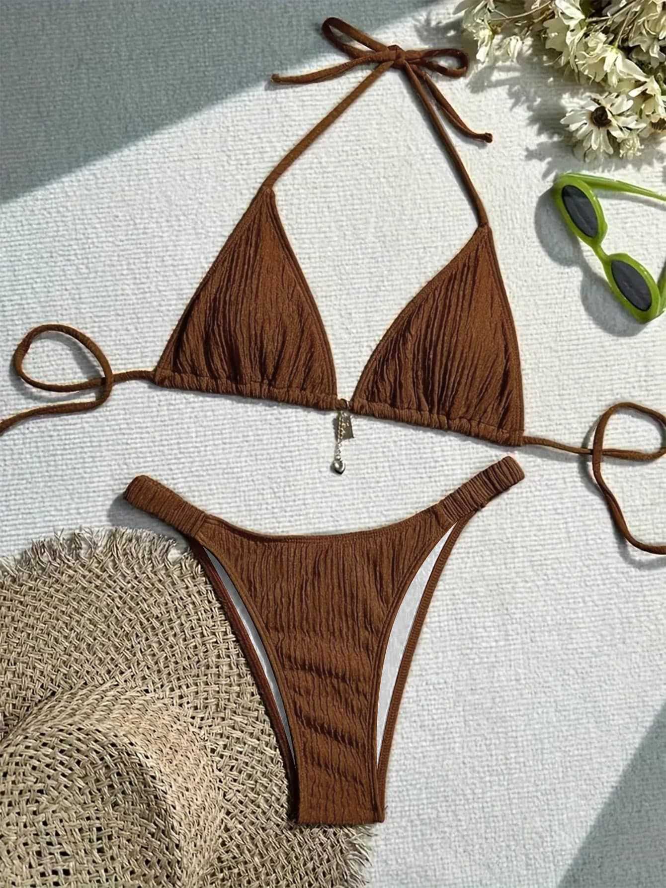 Damen Triangel-Bikini mit gewellter Textur R&B