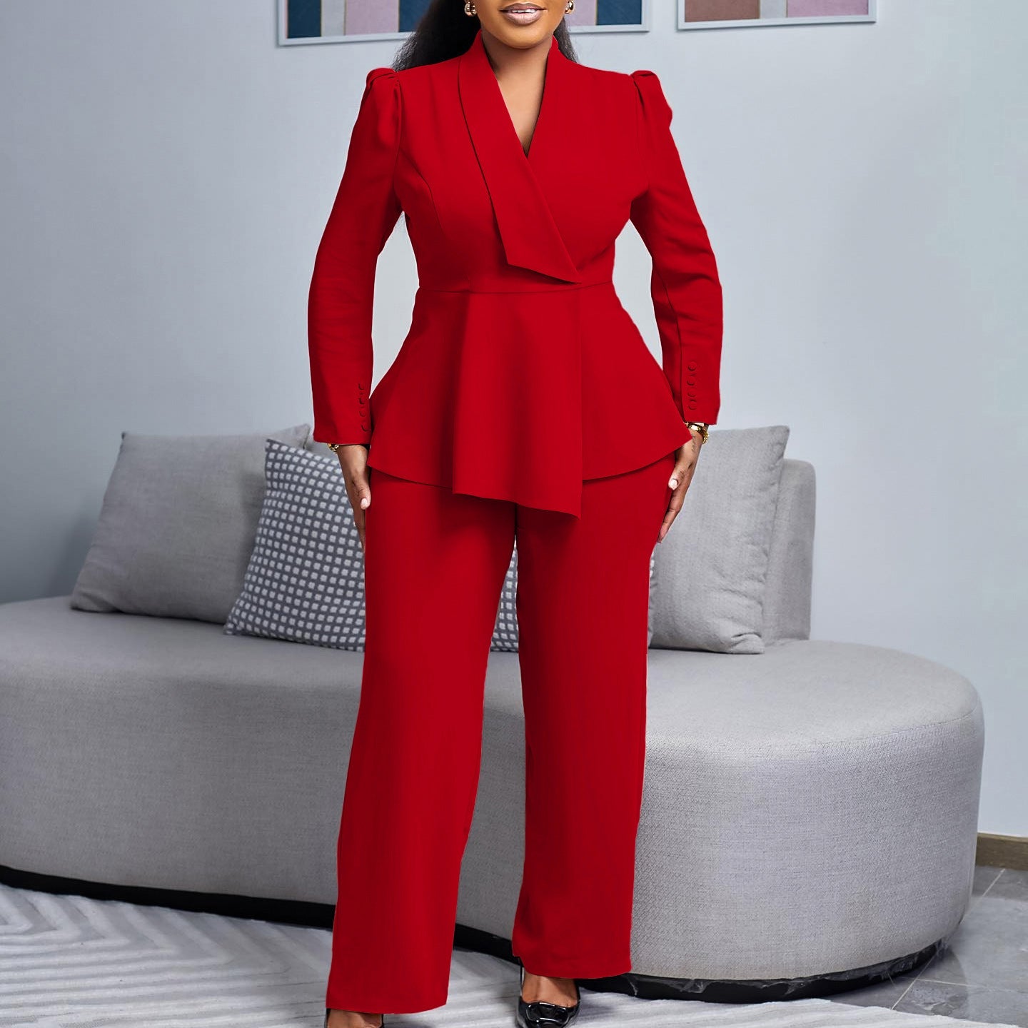 Damen Elegantes Blazer-Hosen-Set R&B