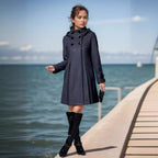 Damen eleganter Wollmantel mit modernem Kragen und praktischen Taschen R&B