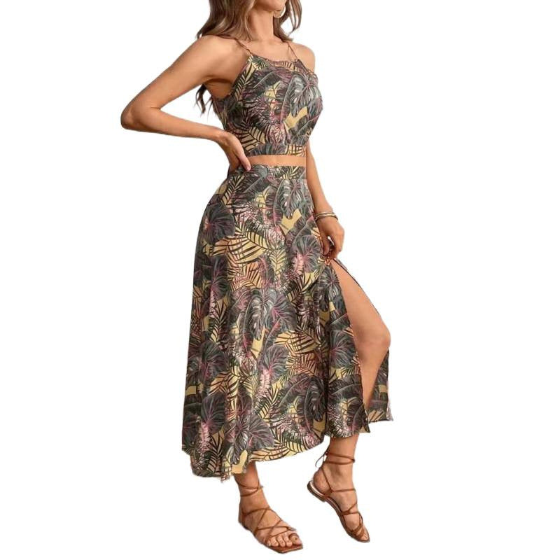 Damen Maxikleid mit floralem Twist und seitlichem Schlitz R&B