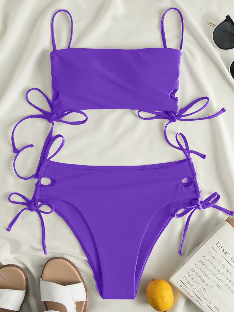 Damen Crop-Top Bikini mit verstellbaren Schnüren R&B