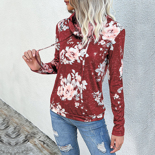 Damen gemütlicher Hoodie mit floralem Design und lässigem Schnitt R&B