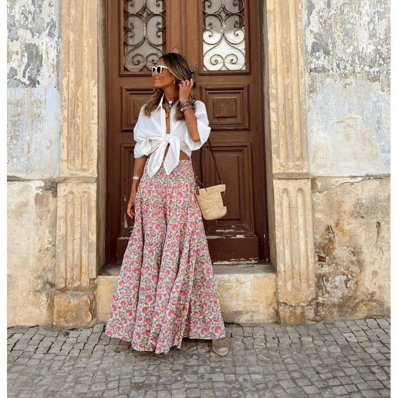 Damen Maxi-Rock mit floralem Muster R&B