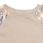 Damen Strickpullover mit modernen Raglanärmeln und floralem Muster R&B