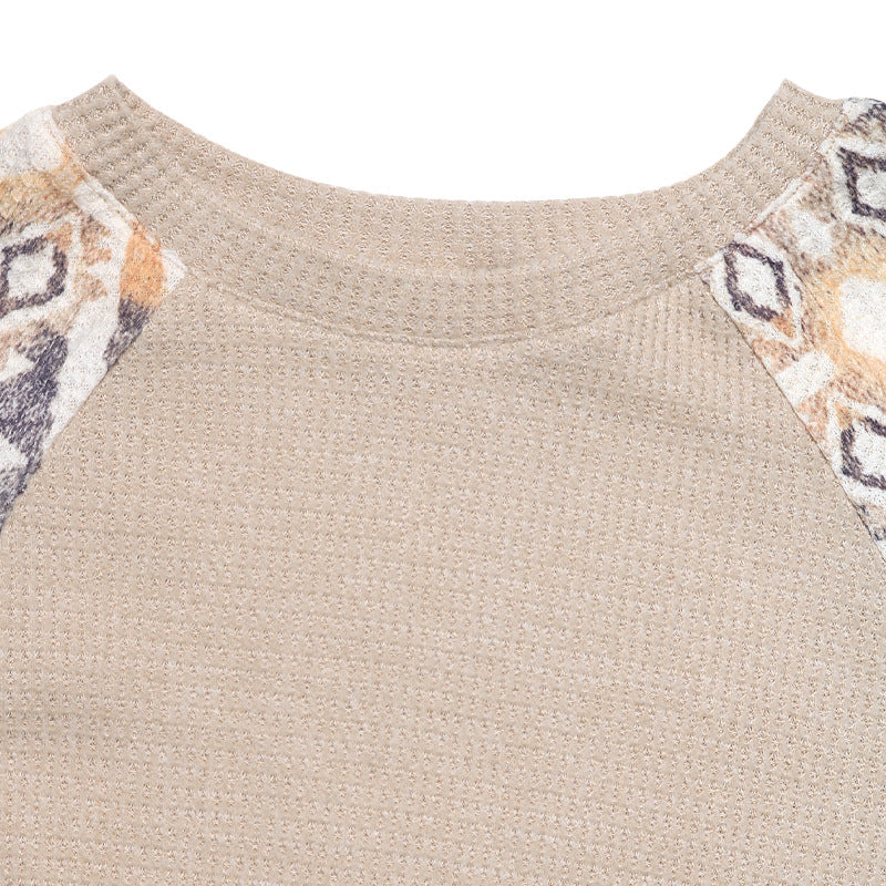 Damen Strickpullover mit modernen Raglanärmeln und floralem Muster R&B