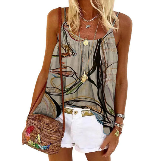 Damen Sommerliches Tanktop mit modischem Marmormuster R&B
