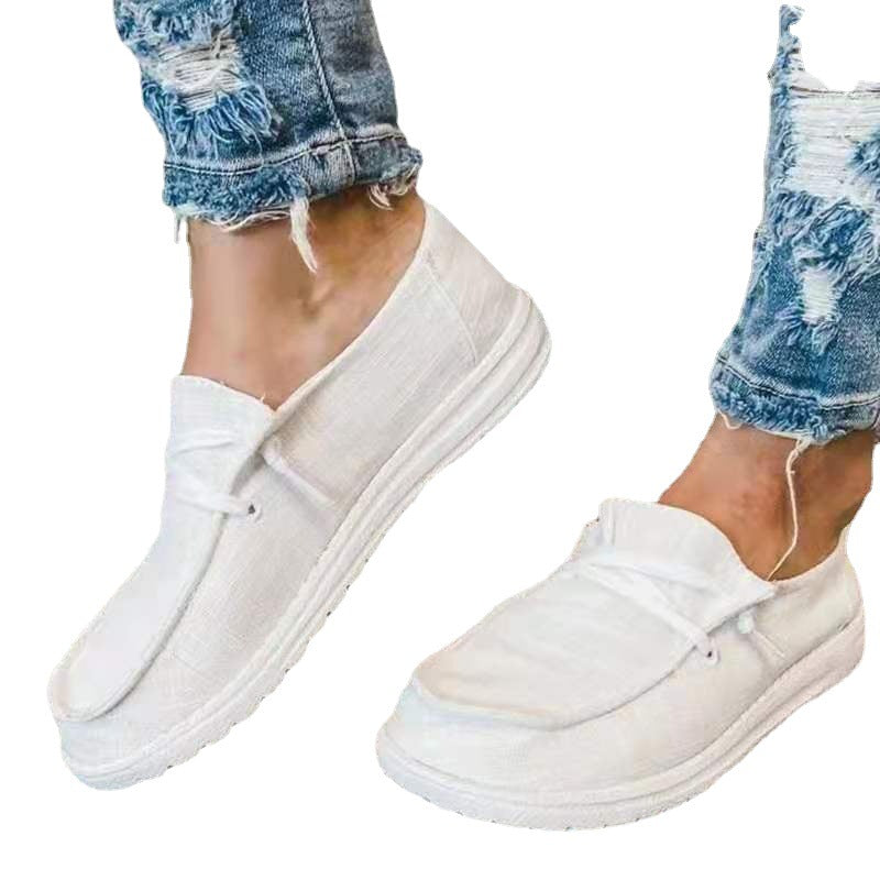 Damen nan Segeltuch-Mokassin-Sneaker mit elastischer Schnürung gepolstertem Komfortfußbett und profilierter Gummisohle R&B