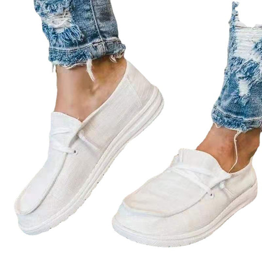 Damen nan Segeltuch-Mokassin-Sneaker mit elastischer Schnürung gepolstertem Komfortfußbett und profilierter Gummisohle R&B