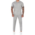 Herren elegantes Kurzarm-Hemd- und Hose-Set mit strukturiertem Design und komfortabler Passform R&B