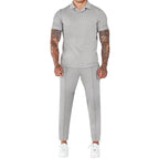 Herren elegantes Kurzarm-Hemd- und Hose-Set mit strukturiertem Design und komfortabler Passform R&B
