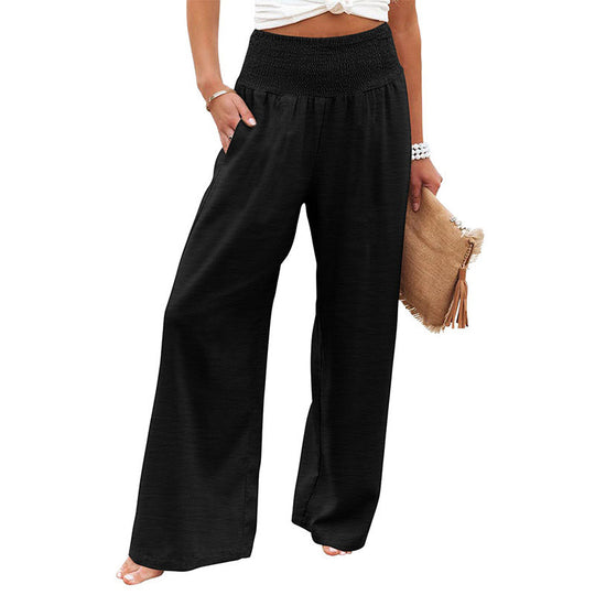 Damen weite Sommerhose mit elastischem Bund und komfortablem Schnitt R&B