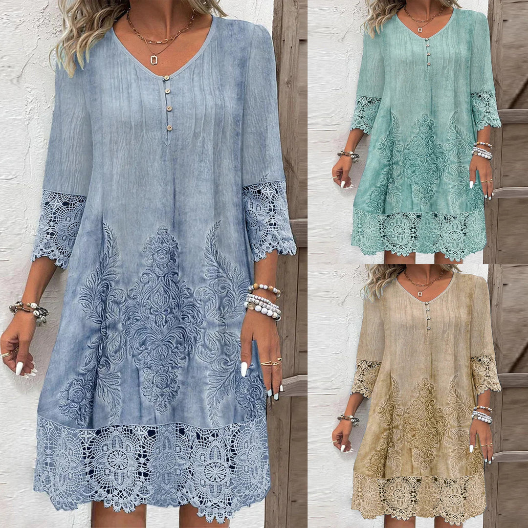 Damen luftiges Sommerkleid mit französischer Spitze R&B