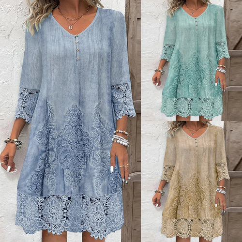 Damen luftiges Sommerkleid mit französischer Spitze R&B