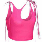 Damen Crop-Top mit einseitigem Cut-Out und trendigen Bändern R&B