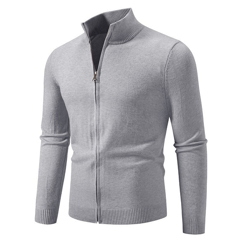 Herren Strickjacke mit hohem Kragen und praktischem Reißverschluss R&B
