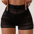 Damen Elegante Badeshorts mit transparentem Netzdesign R&B