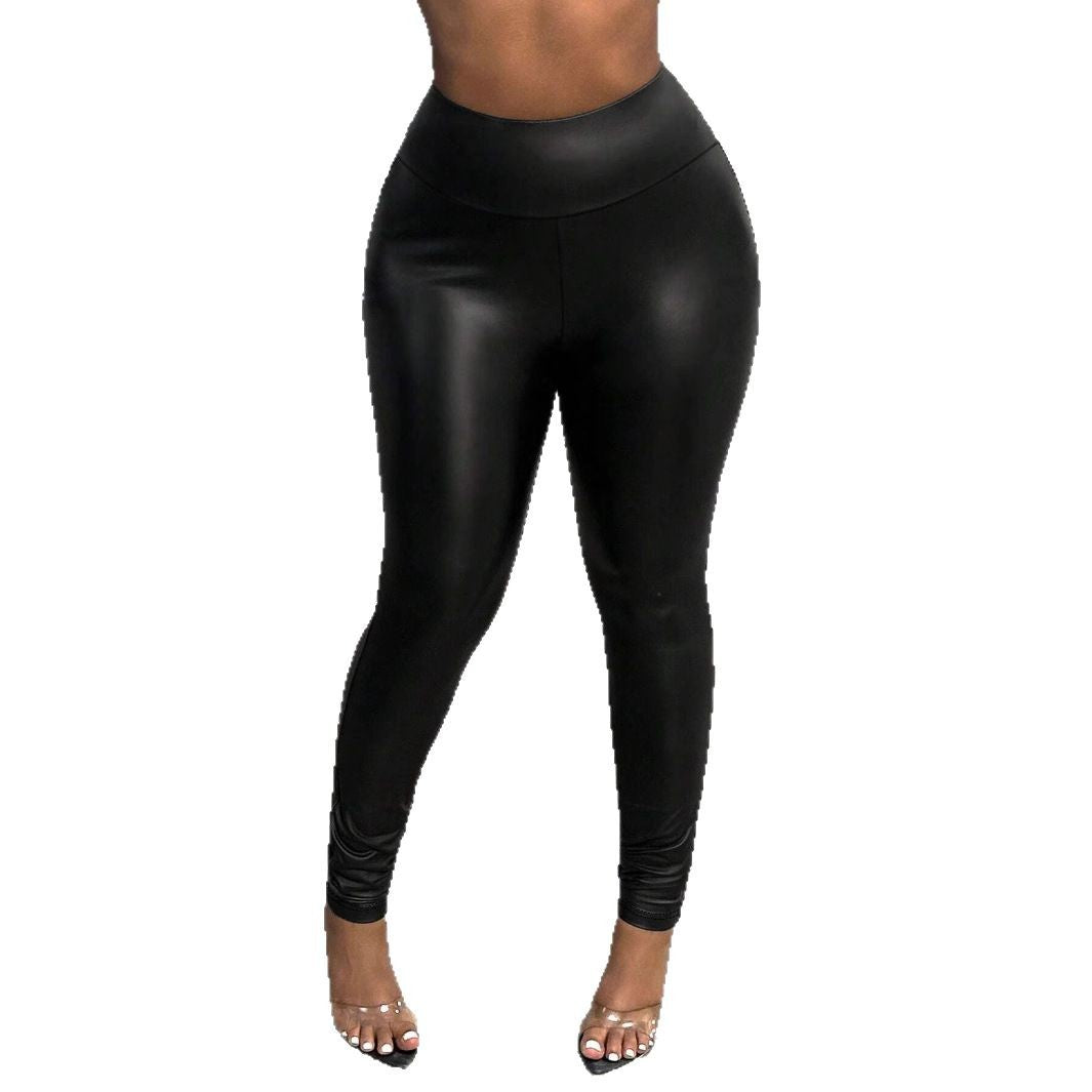 Damen sportliche Leggings mit hohem Bund und glänzendem Finish R&B