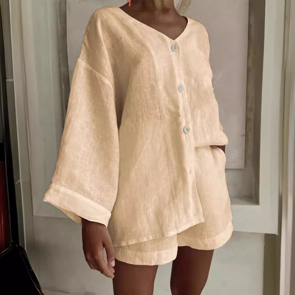 Damen lässiges Set mit weit geschnittenem Oberteil und Shorts