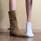 Damen Stiefeletten mit modischem Faltenwurf und eleganter Schnallenverzierung R&B