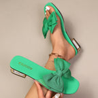 Damen Elegant und verspielte Zehentrenner-Sandalen mit dekorativem Schleifen-Detail R&B
