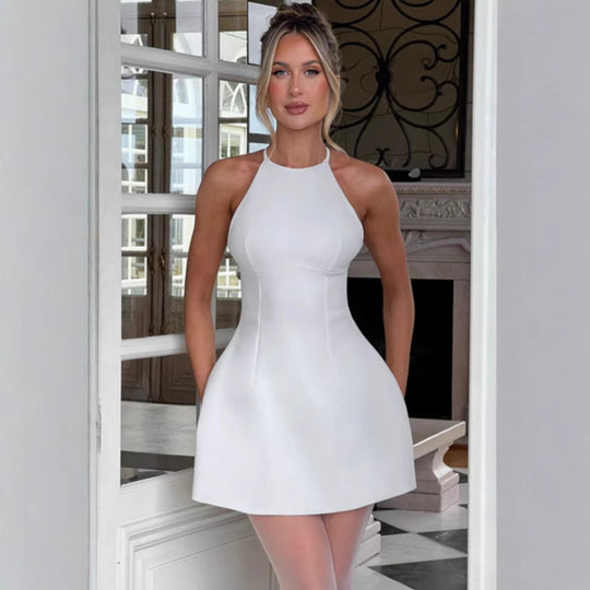 Damen A-Linien Minikleid mit schmalem Halterdesign und figurschmeichelnder Passform R&B