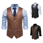 Herren elegante Weste aus Kunstleder mit praktischen Taschen