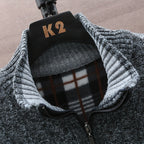 Herren Strickpullover mit Stehkragen und halbem Reißverschluss