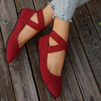 Damen Ballerina-Schuhe mit elastischen Kreuzbändern und rutschfester Sohle R&B