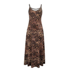 Damen Maxikleid mit Spaghetti-Trägern und asymmetrischem Tiermuster R&B