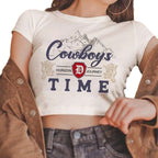 Damen Crop-Top mit kreativem Cowboy-Motiv und lässigem Schnitt R&B
