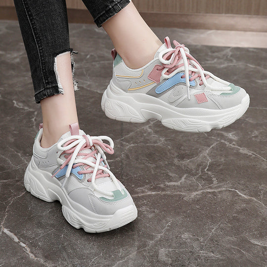 Damen Sportliche Chunky Sneakers mit atmungsaktiver Mesh-Oberfläche und stabiler Sohle R&B