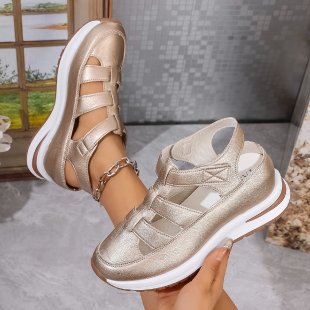 Damen bequeme Plattform-Sandalen mit atmungsaktiver Obermaterialstruktur und verstellbarem Riemendesign R&B