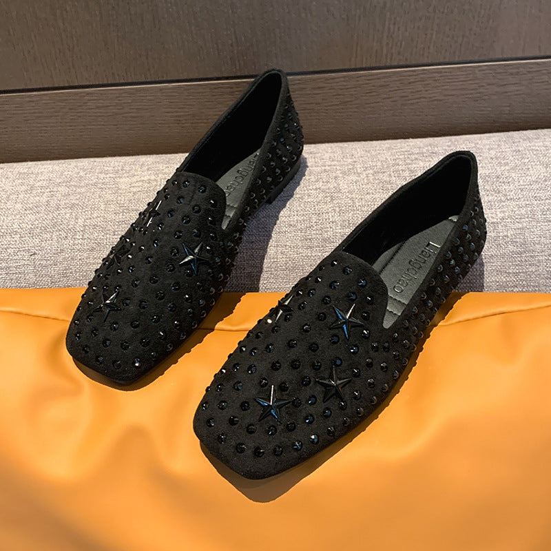Damen Elegante Mokassins mit Glitzer-Applikationen R&B