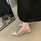 Damen elegante Slingback-Pumps mit funkelnder Schmuckverzierung