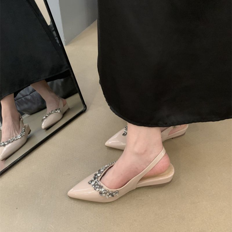 Damen elegante Slingback-Pumps mit funkelnder Schmuckverzierung