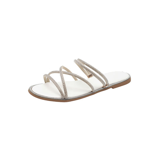 Damen Glamouröse Slide-Sandalen mit funkelnden Riemen und komfortablem Fußbett R&B