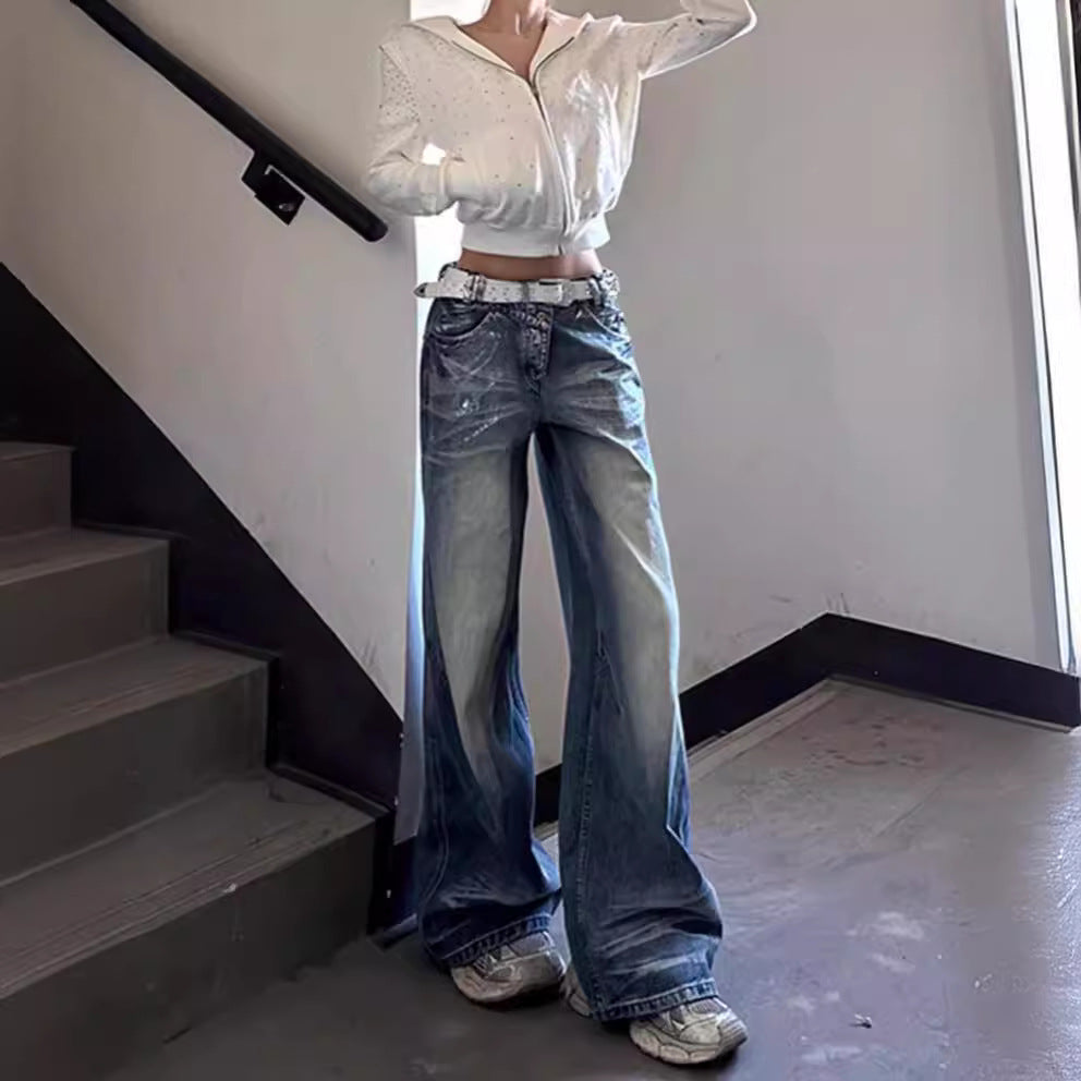 Damen Weite Jeans mit ausgefallenem Schnitt und modernem Design R&B