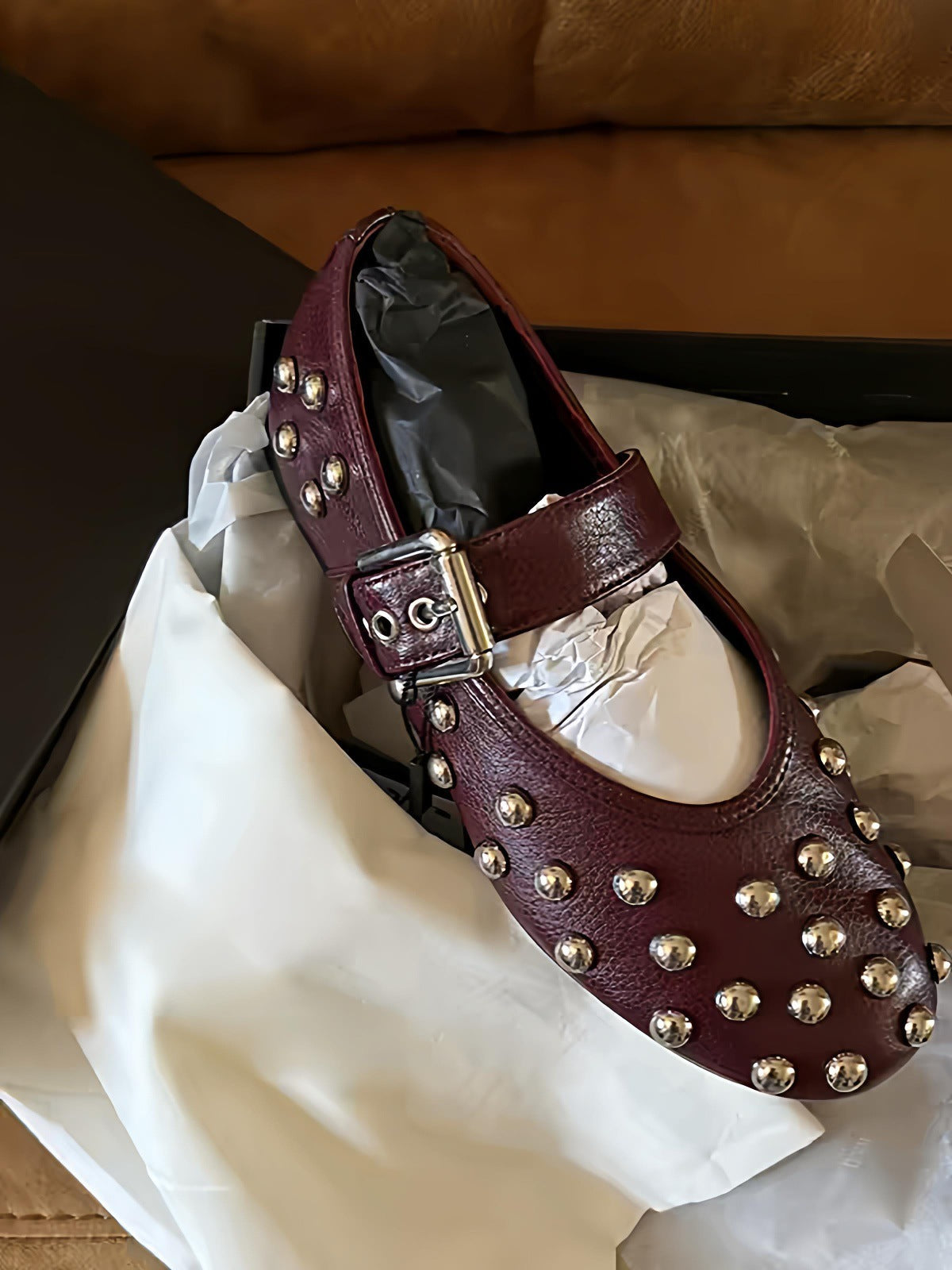 Damen Ballerinas mit dekorativen Nieten und elegantem Schnallenverschluss R&B