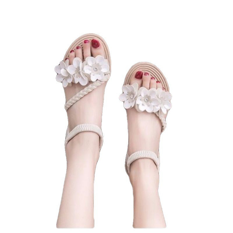 Damen Sandalen mit floralen Applikationen und elastischem Riemendesign R&B
