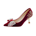 Damen Glamouröse Pumps mit funkelndem Schmuckdetail und eleganter Schleife R&B