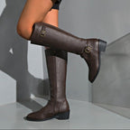 Damen Stiefel mit modischem Gurt-Detail und praktischem Reißverschluss R&B