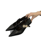 Damen elegante Sling-Pumps mit modischer Schnalle und hochwertigem Leder R&B