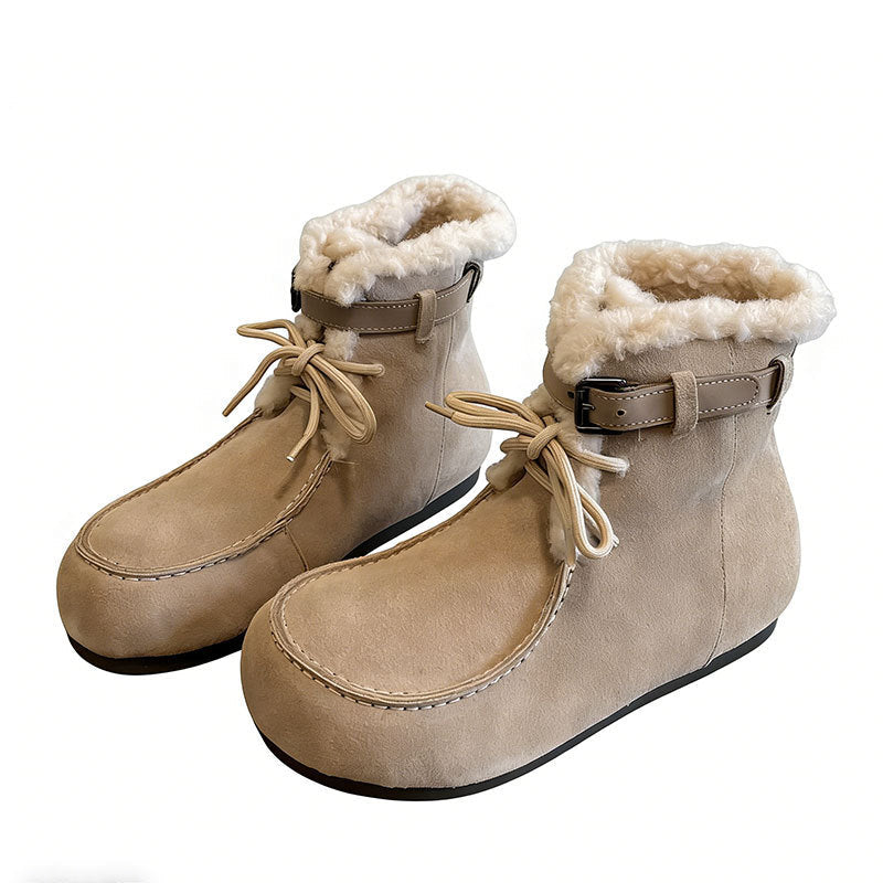 Damen Bequeme Winterstiefel mit kuscheligem Innenfutter und modischer Schnalle R&B