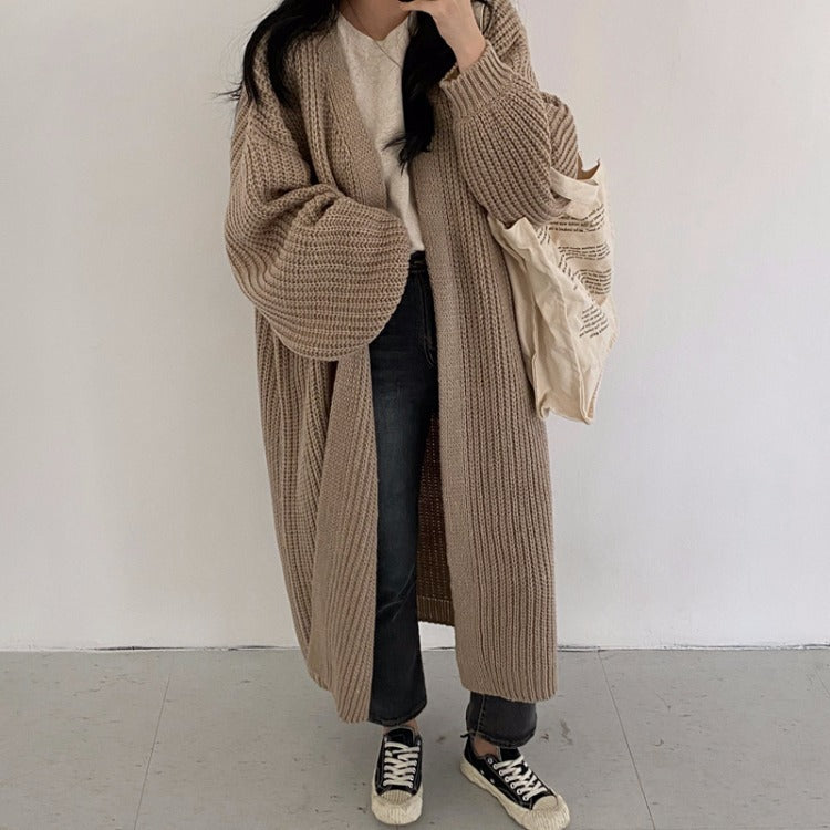 Damen Offene Strickjacke mit lässigem Schnitt und grober Maschenstruktur R&B