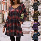 Damen Karo Freizeitkleid mit praktischen Seitentaschen R&B