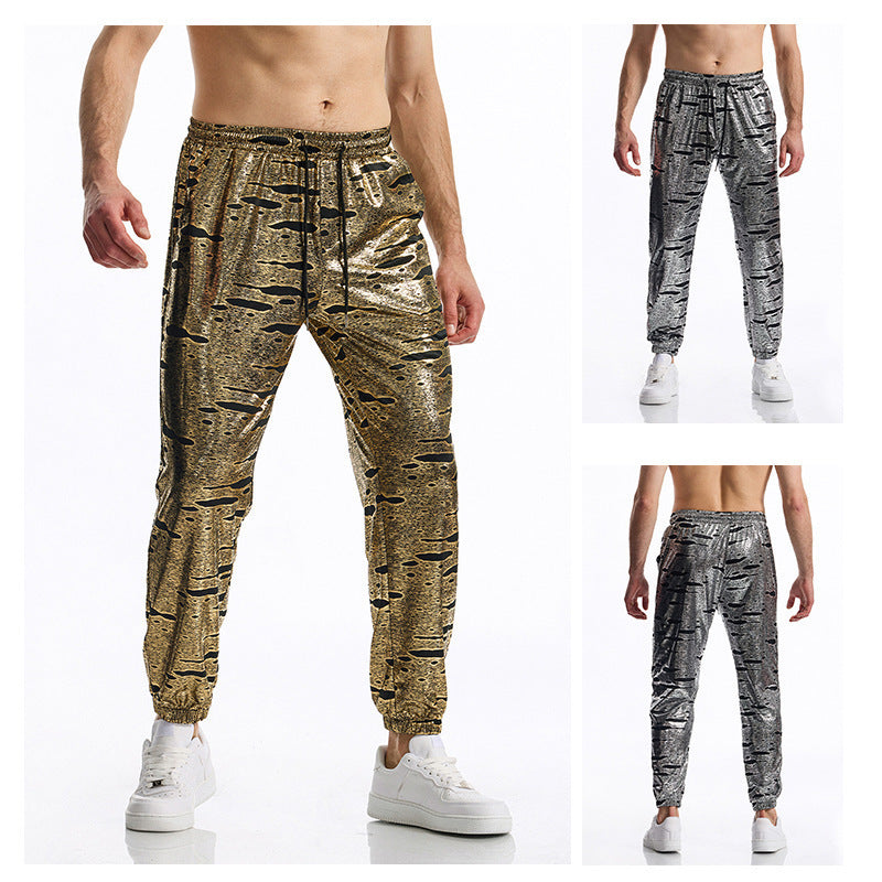 Herren elegante Jogginghose mit glänzendem Metallic-Muster R&B