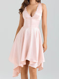 Damen Elegantes Hochzeitskleid mit Rüschen und asymmetrischem Saum