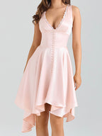 Damen Elegantes Hochzeitskleid mit Rüschen und asymmetrischem Saum
