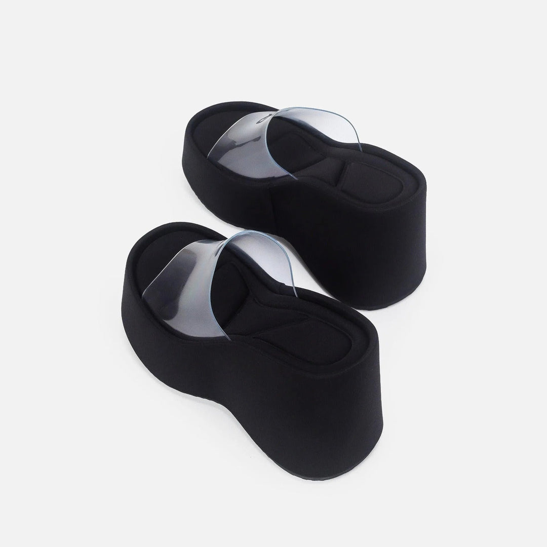 R&B | Translucent platform sandals with ankle strap