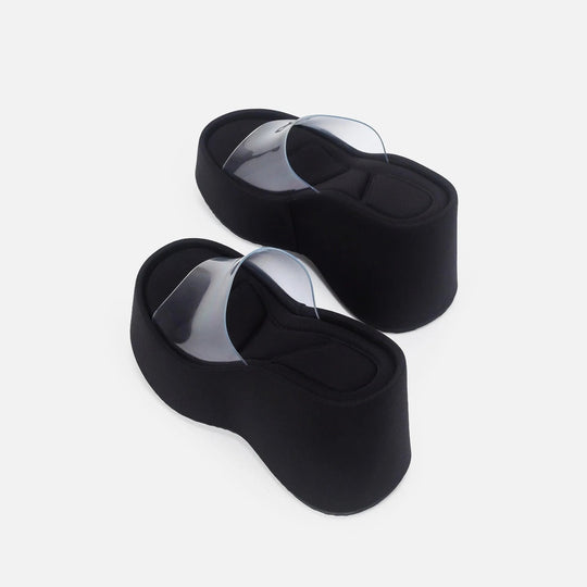 R&B | Translucent platform sandals with ankle strap